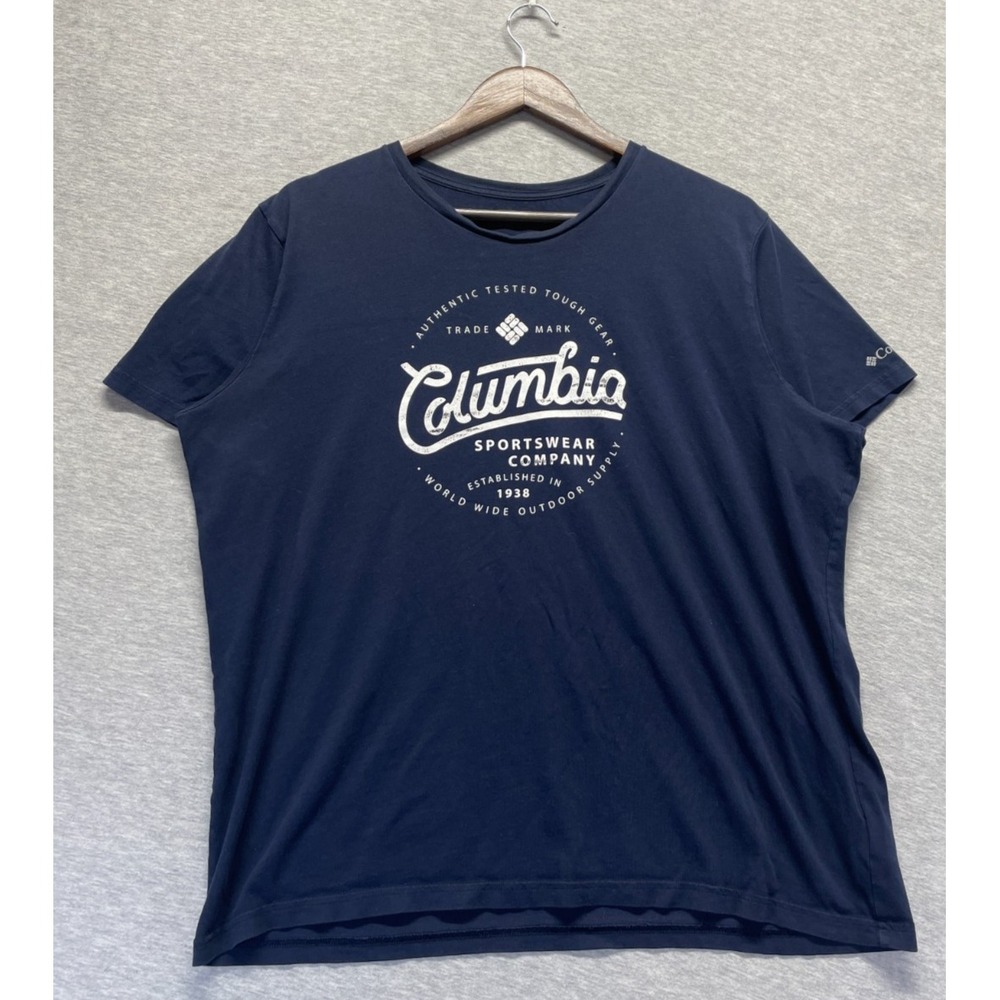 Columbia Sportswear T Shirt Mens Large Blue Graphic Logo Cotton Casual Everyday